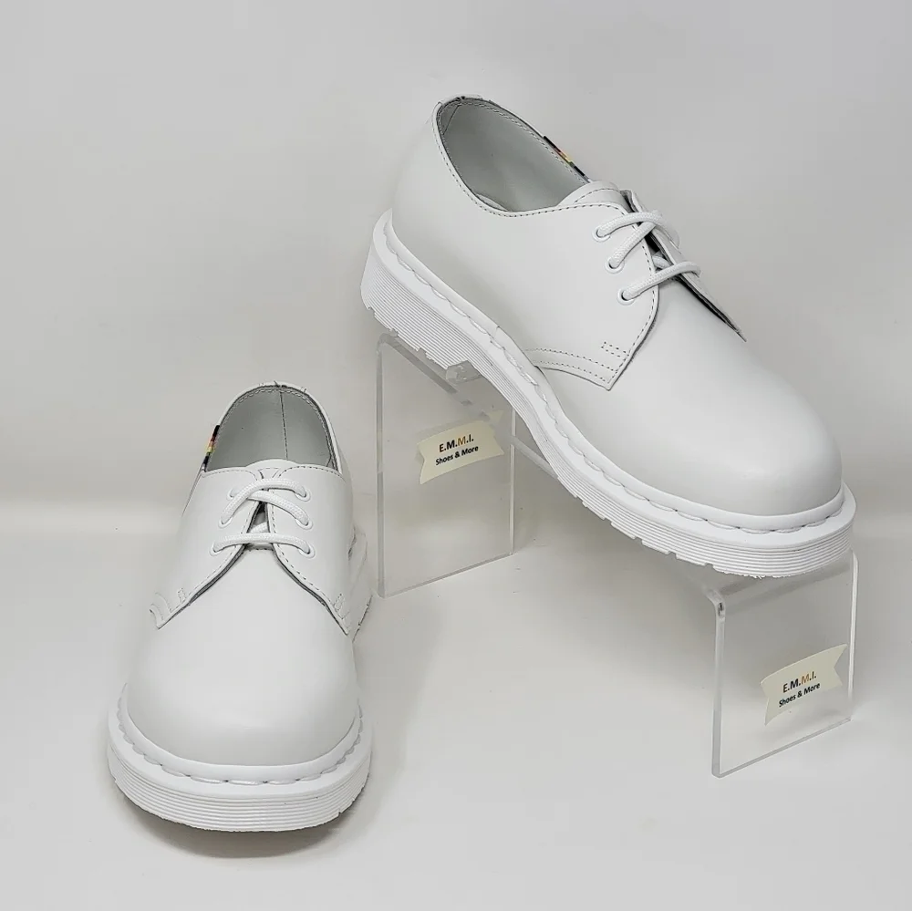 Dr Martens 27522 White Smooth Leather Pride Oxford Shoes Men Sz 6/Wnms Sz 7 New